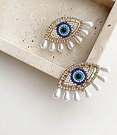 Nazar inci göz detay küpe