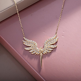 Çelik kelebek taşlı kolye