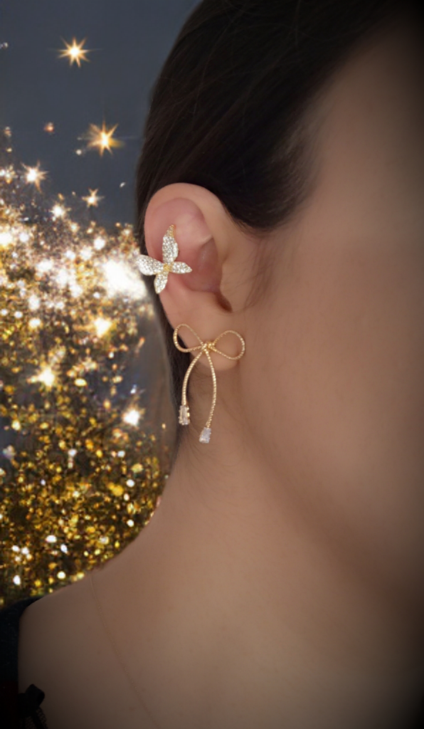 Kelebek detay kıkırdak küpe