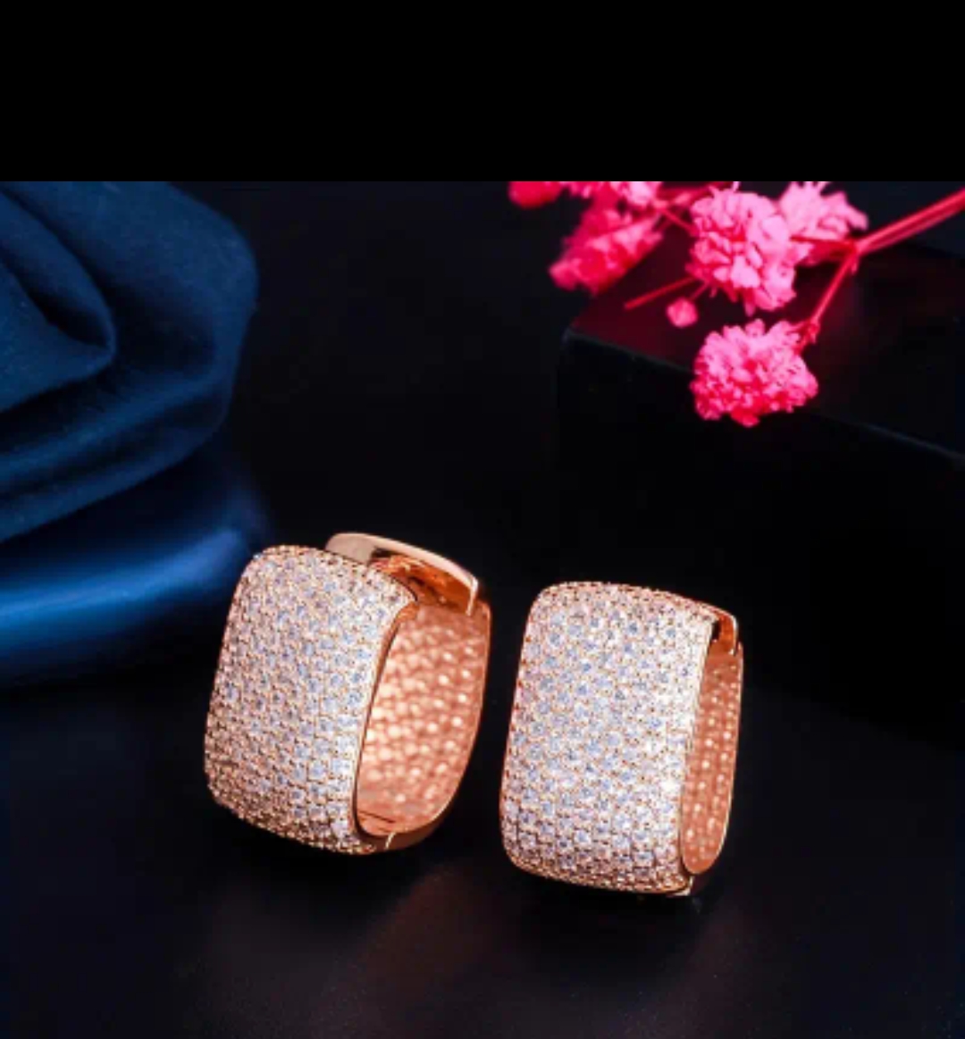 Rosegold zirkon taşlı küpe