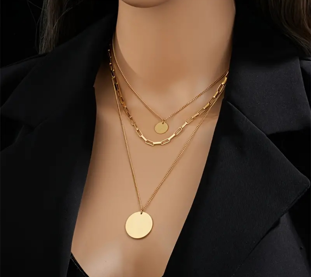 Çelik çoklu kolye set