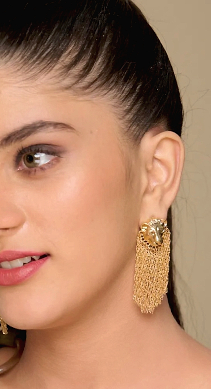 Kararmaz Çelik aslan figürlü küpe